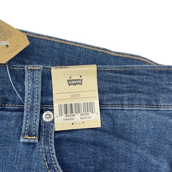 Women's Levis Mid Length Denim Blue Jean Cuffed Shorts 12 W31 - Picture 4 of 9